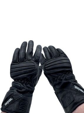 KYC Black Women's Leather Riding Gloves, Padded with Kevlar Protection
